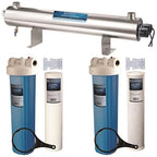 Bluonics 110W UV Water Ultraviolet 24GPM Plus Sediment and Carbon Well Water Purifier System Size 4.5" X 20" Filters for Large Home and Commercial