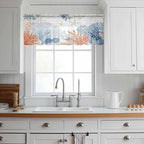 Ocean Corals Sheer Valance Curtains, Summer Beach Coral Sea Stars Light Filtering Kitchen Valances Rod Pocket Voile Curtain Window Treatment for Bedroom/Living Room/Basement 60Wx18L