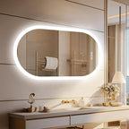 LUVODI Lighted LED Bathroom Mirror: 48x24IN Wall Mounted Dimmable 3 Colors Makeup Mirror with Bright Back Lit - Smart Mirror Anti Fog with Touch Switch Memory Function for Restroom Bedroom Living Room