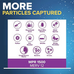 Filtrete 24x30x1 AC Furnace Air Filter, MERV 12, MPR 1500, CERTIFIED asthma & allergy friendly, 3 Month Pleated 1-Inch Electrostatic Air Cleaning Filter, 6-Pack (Actual Size 23.81x29.81x0.78 in)