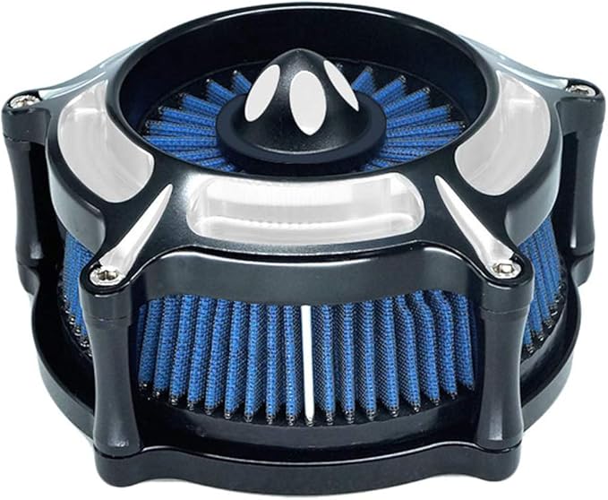 Air Filter Intake Motorcycle Turbine Cleaner Kit Cnc Cut Chrome for Harley Touring Street Glide 2008 - 2016 Softail 2016 - 2017 Fitment - C (Blue)