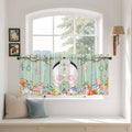 Easter Kitchen Tier Curtains 36 Inch Long 2 Panel Set,Rod Pocket Half Window Curtains Over Sink,Spring Watercolor Bunny Eggs Wooden Grain Green Light Filtering Short Drapes Cafe 27.5"W x 36"L