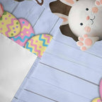 Blue Easter Curtain Valances for Windows, Kitchen Valance Window Treatment, Spring Cartoon Bunny Colorful Eggs Wood Grain Light Filtering Block Curtains for Bathroom/Bedroom/Living Room 54'' x 18''