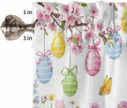 Happy Easter Half Window Curtain 36 Inches Long, Spring Watercolor Bunny Eggs Flower Branch Window Treatment Curtain Drapes, Small Tier Curtains for Bathroom Over Sink, 27.5"x36", 2 Panels