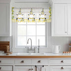Lemon Dwarfs Sheer Valance Curtains, Gnome Green Leaf Wood Striped Black Plaid Light Filtering Kitchen Valances Rod Pocket Voile Curtain Window Treatment for Bedroom/Living Room/Basement 42Wx18L