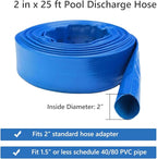 Eastrans 2" x 25 FT Pool Backwash Hose, Heavy Duty Flat Discharge Hose, Weather and Burst Resistant, Best Hoses for Inground Pools, Pool Filter & Pool Drain Hose with 2 Hose Clamps