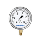 MEASUREMAN Glycerin Filled Plumbing Pressure Gauge 0-15psi Stainless Steel Case, 4" Dial 1/4" NPT Brass Lower Mount, Suitable for Water Systems, Pneumatic Equipment, RVs, Home Plumbing