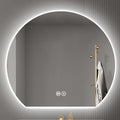 Bathroom Mirror with 3 Colour LED Lights, Wall Mounted Bathroom Vanity Mirror, Demister Heat Pad/Dimming Function/Touch Switch Smart Mirror(A,23.6"x21.2"/60x54cm)