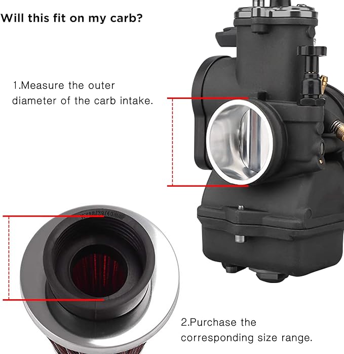 Evermotor 37mm 38mm 39mm Carburetor Cleaner Air Filter Fit in 50cc 70cc 90cc 110cc 125cc 150cc Mini Bike,Dirt Bike,GY6,Moped,ATV,SSR,TTR