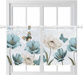 Blue Tulips Kitchen Curtains 24 Inch Length, Small Window Curtains Tab Top, Watercolor Flowers Butterfly Spring Farmhouse Blue Light Filtering Short Window Treatments Tier Drapes 27.5"x24" 2 Panel