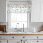 Teal Seahorse Starfish Sheer Valance Curtains, Summer Beach Coral Shell Board Light Filtering Kitchen Valances Rod Pocket Voile Curtain Window Treatment for Bedroom/Living Room/Basement 60Wx18L