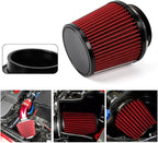 Red 3" 76mm Inlet Cone Replacement Dry Air Filter High Flow Car Performance Cold Air Intake Filter