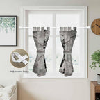 Funny Farm Animals Kitchen Curtains 45 Inch Length, Short Cafe Window Curtains Tab Top, Vintage Barn Grey Sunflowers Light Filtering Window Treatments Tier Drapes 27.5"x45" 2 Panel