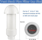 2 Inch Vent Stack Pipe Filter,Sewer Vent Septic Filter Vents Pipe Cap for Roof PVC ABS Pipes Plumbing,Outdoor Vents Filters Remove Septic and Sewer Odors&Improve Yard Patio Air,with Mushroom Cap Cover