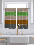 Farm Gray Green Brown Wood Grain Window Valance Curtains, Rustic Wooden Plank Light Filtering Kitchen Valance with 3-inch Rod Pocket for Living Room Bathroom Bedroom,2 Panel,52x54In