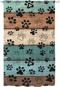 Sheer Curtains 84 Inches Long, Green Brown Paw Print Semi Sheer Curtains Light Filtering Window Treatment, Vintage Farmhouse Country Wooden Grain Privacy Voile Drapes for Living Room 52x84 Inch