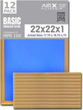 22x22x1 Air Filter Comparable to MPR 100 Basic Economy Furnace Filters, 12 Pack of Non Pleated Fiberglass Filter For Dust - Low Airflow Restriction! From AIRX FILTERS WICKED CLEAN AIR.