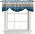 Blue Ombre Wooden Tie Up Valance Curtains for Windows, Kitchen Curtains Window Shades, Farmhouse Retro Wood Gradient Light Filtering Roman Curtain Valances for Bedroom/Bathroom/Cafe 60"x18"