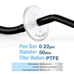 Air Venting Filter Sterile PTFE Hydrophobic Filter Disc 50mm 0.22μm with 7mm-13mm Stepped Hose and Barb Female Luer for Air Filtration, Individually Packed (5)