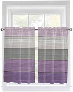 Country Wood Board Gray Purple Window Valance Curtains, Farmhouse Gradient Plank Light Filtering Kitchen Valance with 3-inch Rod Pocket for Living Room Bathroom Bedroom,2 Panel,27.5x45In