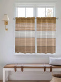 Retro Farm Wood Board Window Valance Curtains, Brown Graduality Striped Light Filtering Kitchen Valance with 3-inch Rod Pocket for Living Room Bathroom Bedroom,2 Panel,52x45In
