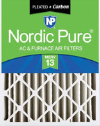 Nordic Pure 20x20x4 (Actual Size: 19 1/2 x 19 1/2 x 3 5/8) Pleated Air Filters MERV 13 Plus Carbon 1 Pack