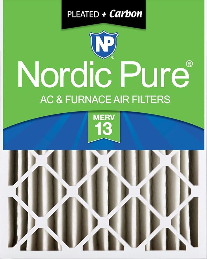 Nordic Pure 16x25x4 (Actual Size: 15 1/2 x 24 1/2 x 3 5/8) Pleated Air Filters MERV 13 Plus Carbon 1 Pack
