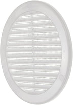 Vent Systems 6" Inch (Opening Dimensions) White Soffit Vent Cover - Plastic Round Air Vent Grille - Built-in Mesh Screen - HVAC Register Louver for Bathroom, Home, Kitchen