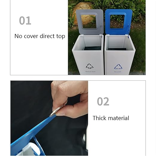 GLigeT Outdoor Trash can White Combined Trash Can Large-Capacity Square Sorting Trash Can Outdoor Direct Throw Trash Can Without Cover, Anti-Fingerprint Technology 48L Trash Can (Size : F)