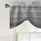 Grey Ombre Wooden Tie Up Valance Curtains for Windows, Kitchen Curtains Window Shades, Farmhouse Retro Gray Wood Gradient Light Filtering Roman Curtain Valances for Bedroom/Bathroom/Cafe 42"x18"