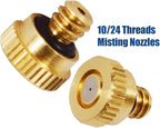 KUWAN 0.016" Orifice (0.4mm) Thread UNC 10/24 Brass Misting Nozzles Low Pressure Atomizing Misting Sprayer Water Hose Nozzle for Greenhouse, Landscaping, Outdoor Cooling Mister System (5PCS)