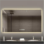 Bathroom Mirror with LED Lights，LED Bathroom Mirror，Smart Lighted Bathroom Mirror for Wall，Energy-Saving LED Smart Mirrors，with Demister Pad，Three-Color Light(H60*W80cm/H23.6*W31.5IN)
