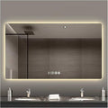 Bathroom Mirror with LED Lights，LED Bathroom Mirror，Smart Lighted Bathroom Mirror for Wall，Energy-Saving LED Smart Mirrors，with Demister Pad，Three-Color Light(H70*W90cm/H27.6*W35.4IN)