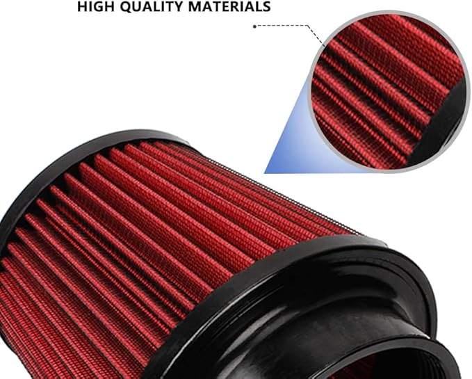 Red 4" 100mm Inlet Cone Replacement Dry Air Filter High Flow Car Performance Cold Air Intake Filter