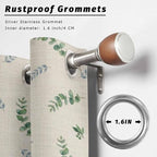 Leaf Outdoor Curtains for Patio Summer Jugal Leaves Pastoral Plant Linen Waterproof Outside Curtains with Grommet Top Weatherproof Curtain for Cabana Pergola Gazebo, 1 Panel, 54" W x 95" L