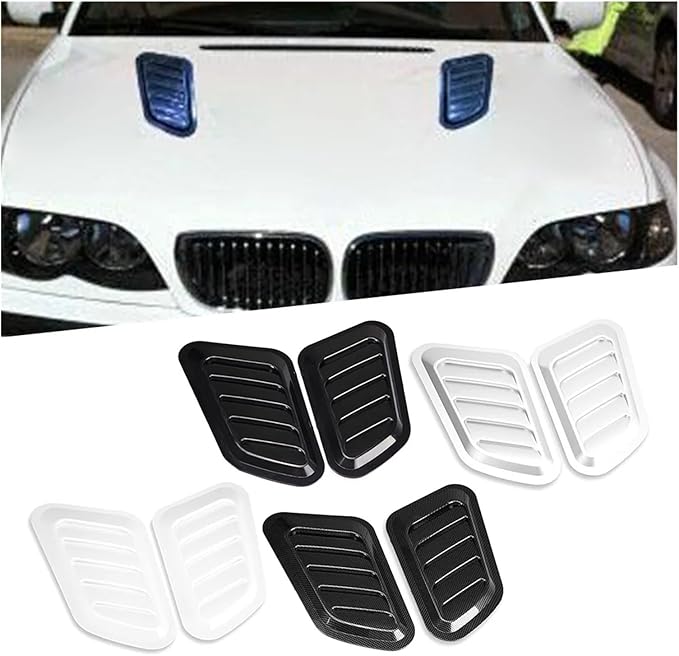 2Pcs ABS Car Air Flow Intake Hood Scoop Vent Bonnet Cover Universal DIY Decorate Car Accessories Compatible With BMW(Black)