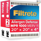 Filtrete 20x20x4 AC Furnace Air Filter, MPR 1000, MERV 11, Fits Honeywell, Allergen Defense, Electrostatic Air Cleaning Filter, 2-Pack (actual size 19.88 x 19.88 x 4.31)