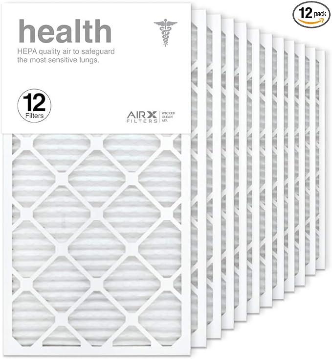 AIRx Filters 16x30x1 Air Filter MERV 13 Pleated HVAC AC Furnace Air Filter, Health 12-Pack, Made in the USA