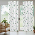 Leaf Outdoor Curtains for Patio Summer Jugal Leaves Pastoral Plant Waterproof Outside Curtains with Grommet Top Weatherproof Curtain for Cabana Pergola Gazebo, 2 Pack, 54" W x 95" L