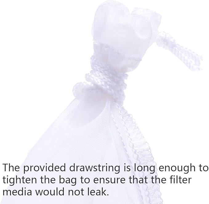 ALEGI Media Filter Bag Aquarium Extra Fine,Reusable 180 Micron Drawstring Mesh Filter Bags for Very Fine Resins Filter (7.5"*3.6" (3 Pack))