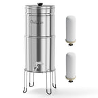 Culligan MaxClear 2.25 Gallon Gravity Water Filter System, Polished Stainless-Steel Countertop Water Filter NSF/ANSI Certified to Reduce Microplastics, Lead & Total PFAS, with 2 Ceramic Filter