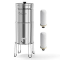 Culligan MaxClear 3 Gallon Gravity Water Filter System, Polished Stainless-Steel Countertop Water Filter NSF/ANSI Certified to Reduce Microplastics, Lead & Total PFAS, with 2 Ceramic Filters