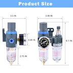 1/4 Inch Compressor Air Filter Pressure Regulator Water-oil Trap Separator Filter with Lubricator Cup AFC2000