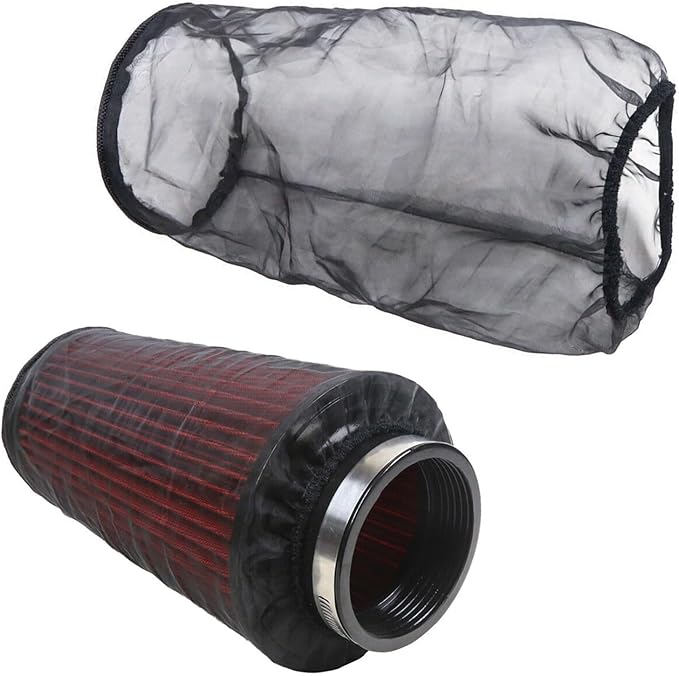 Universal 9 Inch Air Filter Cover, Air Intake Filter Sock Cover, Motorcycle Waterproof Air Filter Rain Sock Dustproof Protective Cover (Filter L), Pack of 4