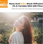 K&F CONCEPT 67mm Black Diffusion Mist 1/4 Effect & Variable ND2-400 (1-9 Stops) Neutral Density Filter 2 in 1, Putter Adjust Multi-Function Filter for Camera Lens with 28 Multi-Coated (Nano-X Series)