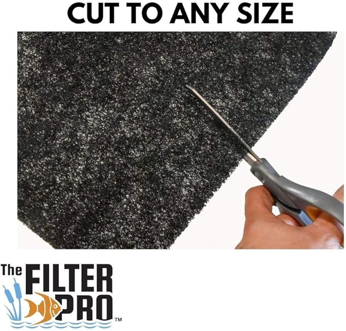 Black Coarse Filter Media, 1.25" Thick, 24" x 56" Roll, Perfect for Aquariums, Ponds or Water Gardens, Made in USA