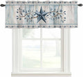 Texas Star Blue Curtain Valances for Windows, Kitchen Valance Window Treatment, Farmhouse Country Branches Wooden Grain Light Filtering Block Curtains for Bathroom/Bedroom/Living Room 54'' x 18''