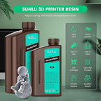 SUNLU 3D Printer Resin 1kg, Fast Curing Standard 3D Resin for LCD DLP SLA Resin 3D Printers, 395 to 405nm UV Curing 3D Printing Liquid Photopolymer Resin, Low Shrinkage, High Precision, 1000g, White