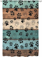 Sheer Curtains 63 Inch Length, Green Brown Paw Print Semi Sheer Curtains Light Filtering Window Treatment, Vintage Farmhouse Country Wooden Grain Privacy Voile Drapes for Living Room 52x63 Inch