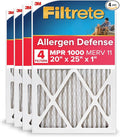Filtrete 20x25x1 AC Furnace Air Filter, MERV 11, MPR 1000, Micro Allergen Defense, 3-Month Pleated 1-Inch Electrostatic Air Cleaning Filter, 4 Pack (Actual Size 19.69 x 24.69 x 0.81 in)